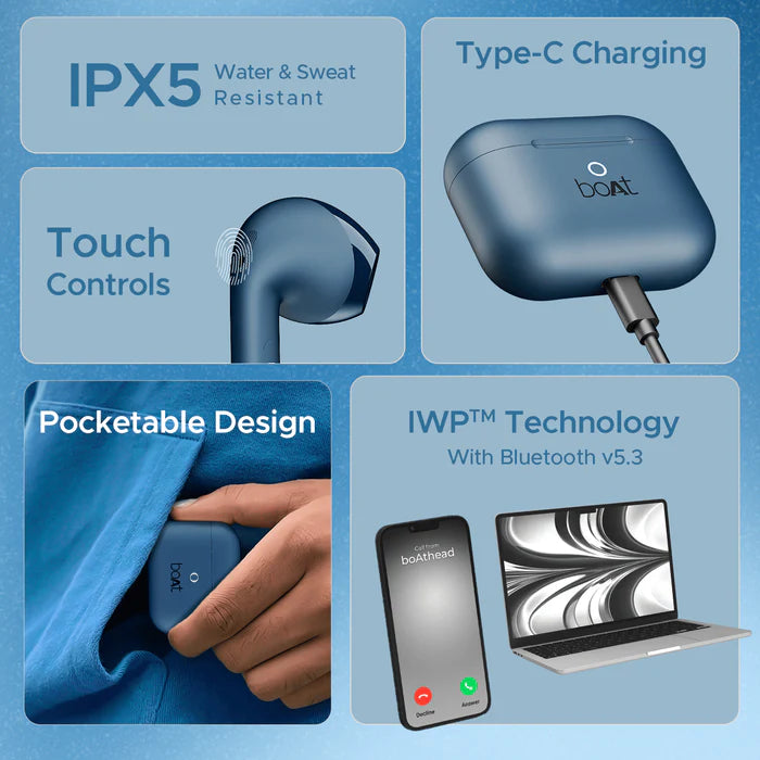 BoAt Airdopes Alpha BT Earbuds, Deep Blue